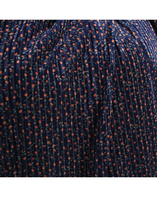 Smart and Joy Blue Velvet Blouse With Liberty Print And Satin Bias