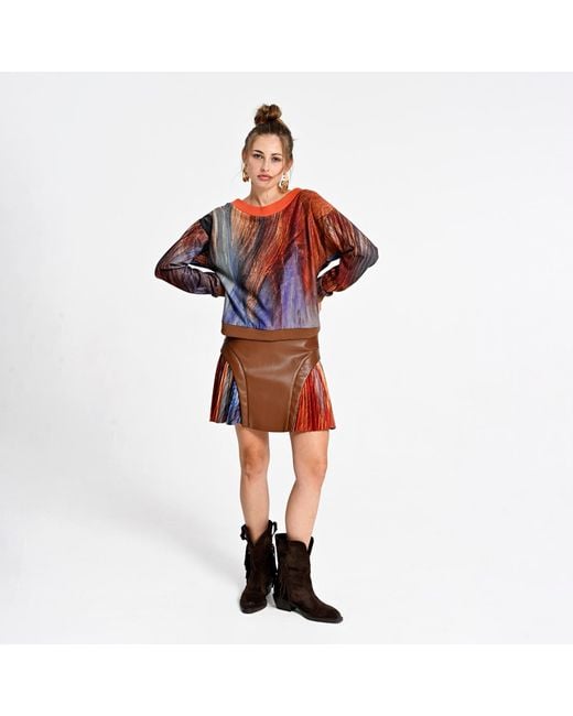 Lalipop Design Blue Sweatshirt With Print And V-Back Detail