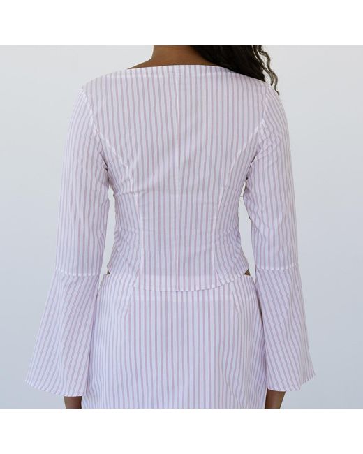 NUAJE NUAJE White Lea Square Neck Flared Sleeve Top