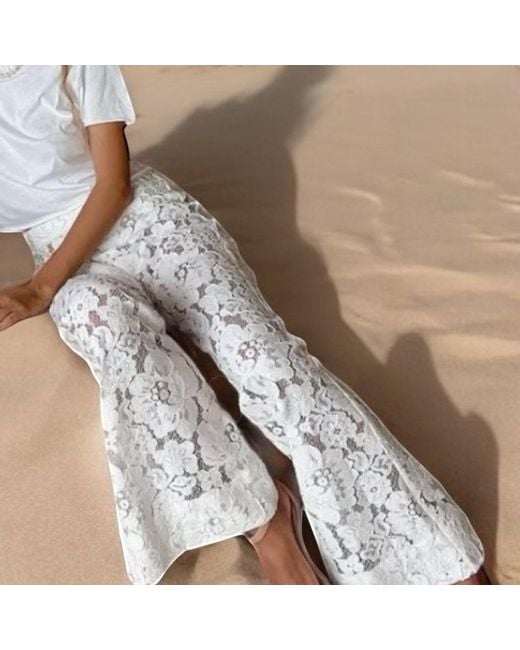 HIGH HEEL JUNGLE by KATHRYN EISMAN White Jen Lace Pant