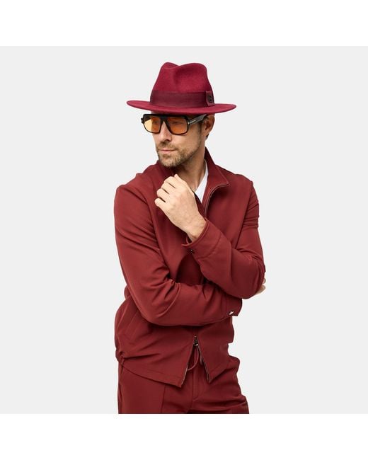 DAVID WEJ Red Ashford Relaxed Zip Through Jacket for men