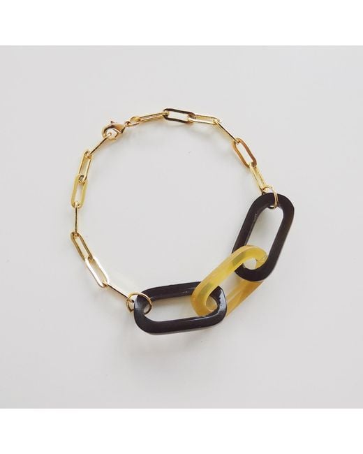 VALERIE CHIC Metallic Naomi Horn Chain Bracelet 18K Honey