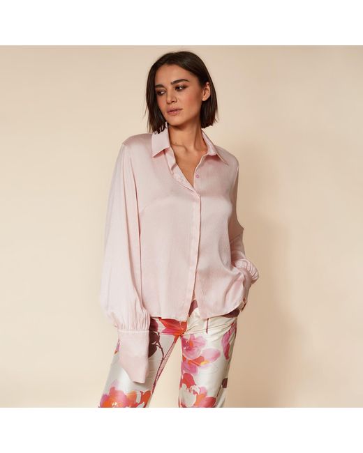 Gunda Hafner Ltd Pink Blush Hammered Silk Shirt