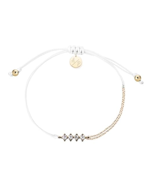 Adriana Pappas Designs Metallic Cz Crystal Bar Bracelet On Colored Cord