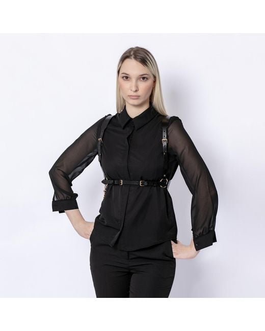 Haute Cuir Black Tara Chained Leather Harness
