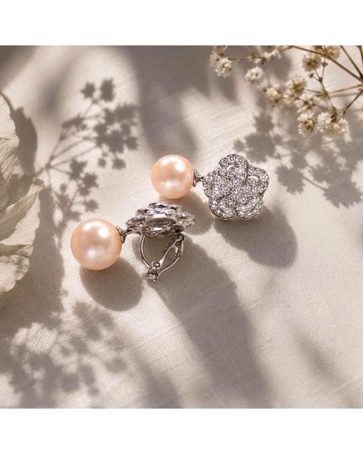 Ninemoo Metallic Champagne Camellia Clip Earrings