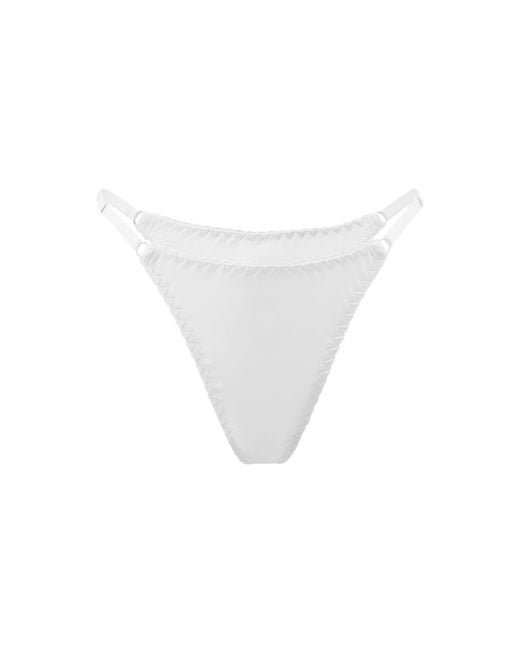 Daily Underwear White Microfiber Adjustable String Panties