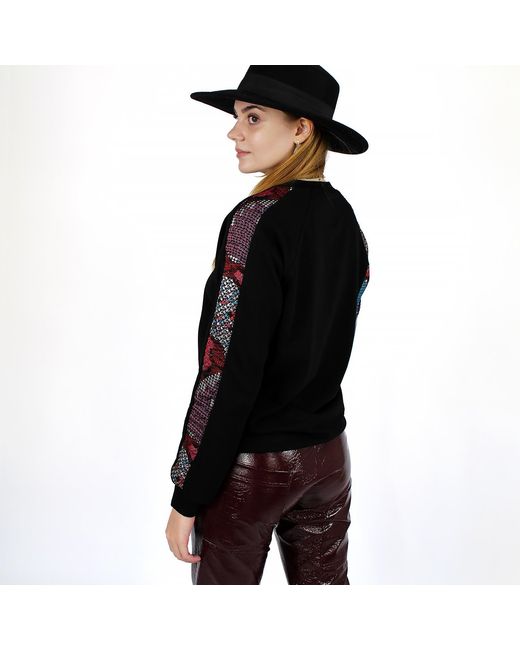 Lalipop Design Black Raglan Sweatshirt With Fabric Patches