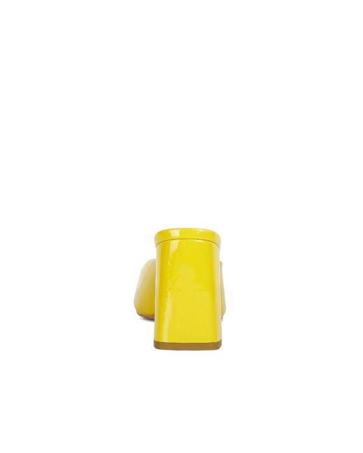 Rag & Co Yellow Neoplast Patent Pu Block Heeled Mules
