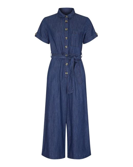Yumi' Blue Button Denim Jumpsuit