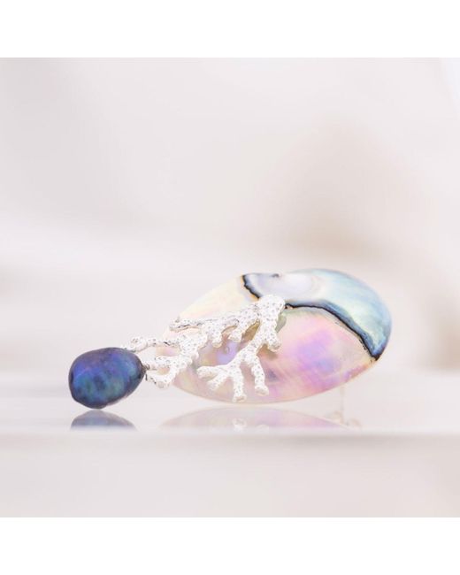 Oana Savu Metallic Nautilus Shell Sterling Coral Branch Ear Studs Earrings