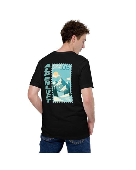 Anchor and Crew Black Higher Grounds Postmark Organic Cotton T-Shirt for men