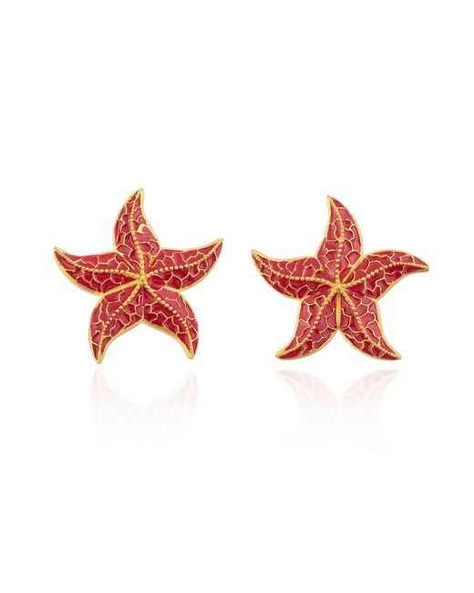 Milou Jewelry Red Starfish Earrings