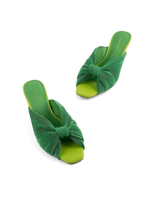 INTENTIONALLY ______ Green Curfew Kitten Heel Satin Sandal