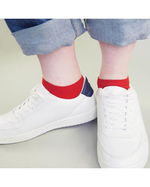 Peper Harow - Made in England Red Oxford Stripe Scarlet & Classic Trainer Socks Bundle for men