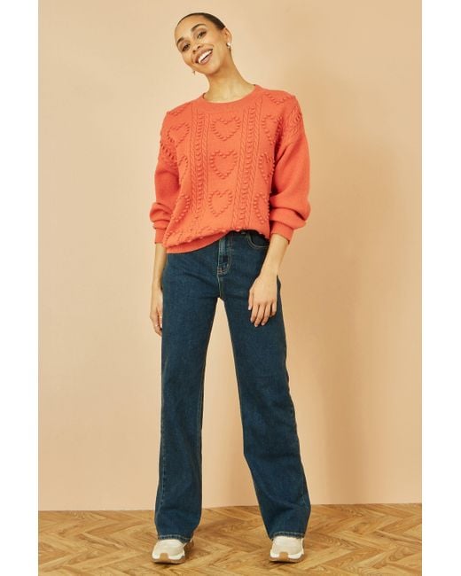 Yumi' Red Heart Knit Relaxed Jumper