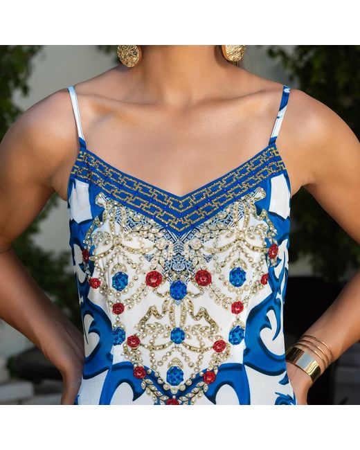 Ana Luisa Blue Santorini Inspired Slip Style Maxi Dress