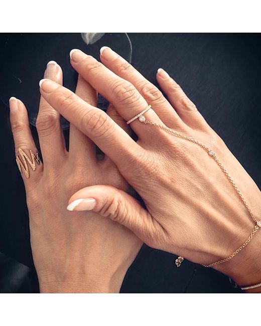 SALLY SKOUFIS Metallic Minx Hand Chain With Made Cz Diamond Stimulant
