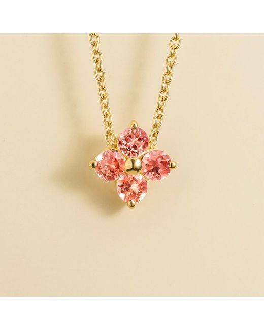Juvetti White Clover Padparadscha Sapphire Necklace