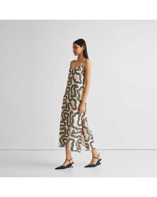 REISTOR Metallic Midi Slip Crepe Dress