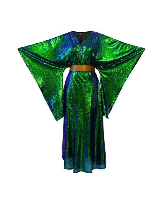 Byvinnik Green Bohémienne Sequin Kimono Robe