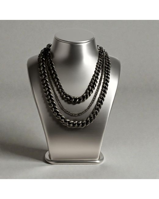 Sylvia Piechulla Metallic Chunky 3-Tier Aluminium Metal Chain Necklace