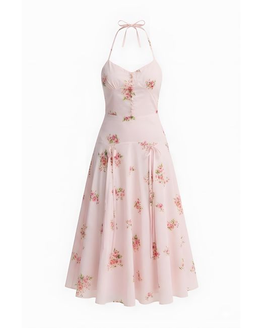 Georgette Pink Rosalie Floral Halter Midi Dress