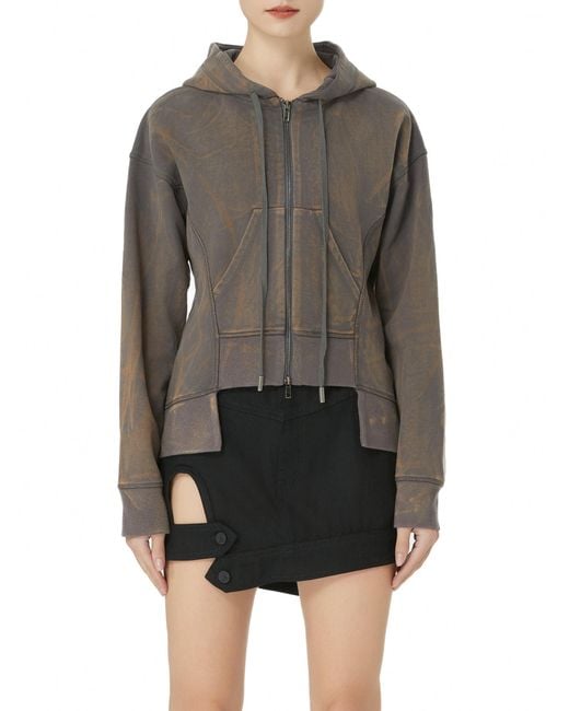 Gao Republic Green Neutrals Hoodie Zip-Front Panelled Jersey Acid