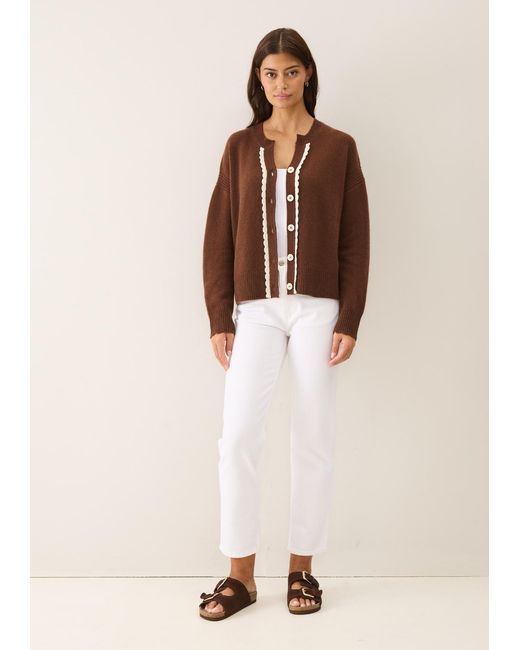 Loop Cashmere Brown Shell Edge Cardigan