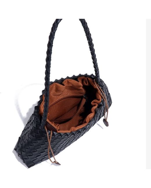 Rimini Black Woven Vegan Leather Sling Bag 'Leontina'