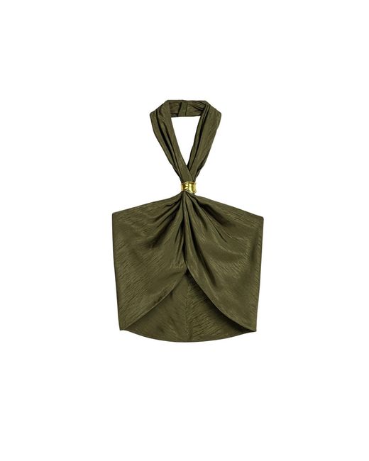Nocturne Green Neutrals Twist Halter Neck Bustier