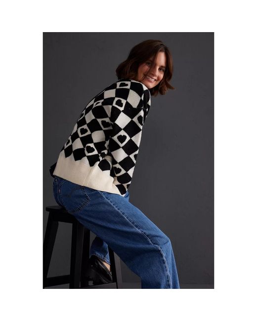 Saachi Black Checkered Hearts Cardigan