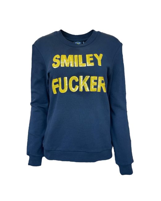 Any Old Iron Blue Sequin Smiley Fucker Sweatshirt for men