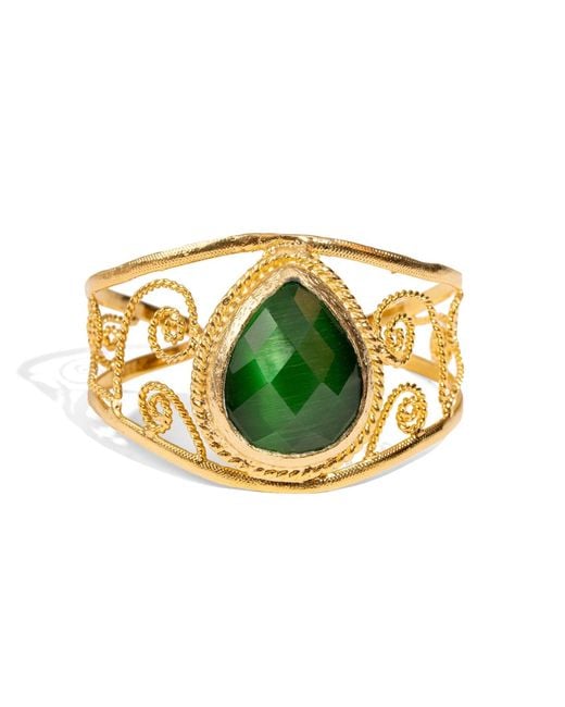 Ebru Jewelry Metallic Vintage Cat Eye Chunky Cuff Bracelet