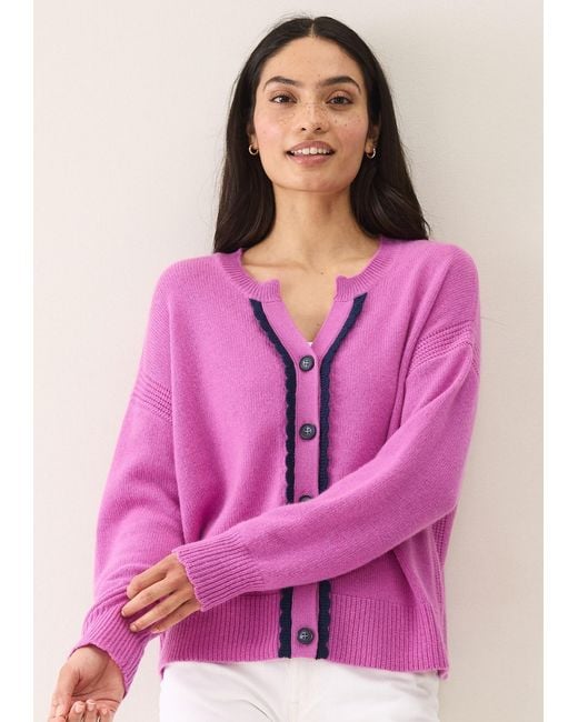 Loop Cashmere Pink Shell Edge Cardigan