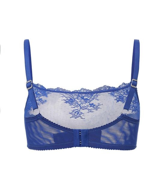 Amour D'agnette Blue Kim High-Neck Sheer Lace Underwire Bra
