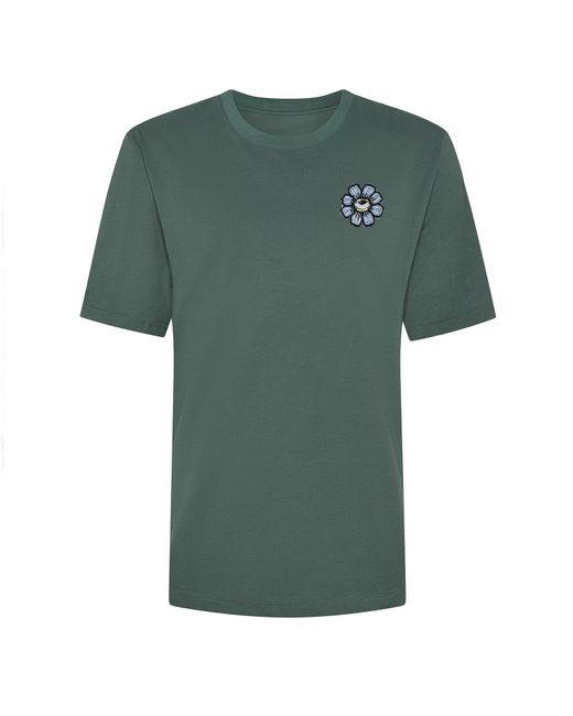 INGMARSON Green Blue Eyed Flower Upcycled Appliqué T-shirt for men