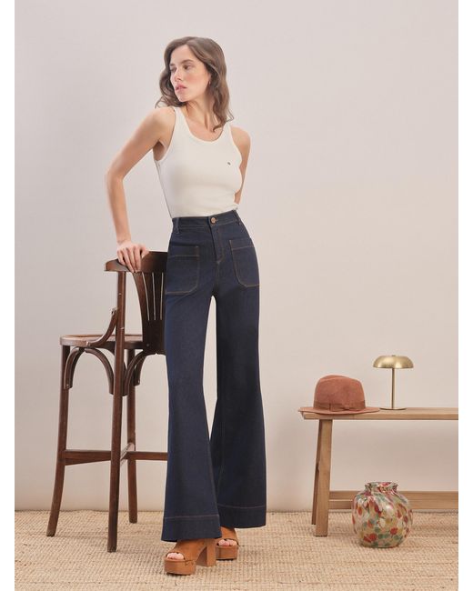 Malo Blue High-Waist Bootcut Jeans