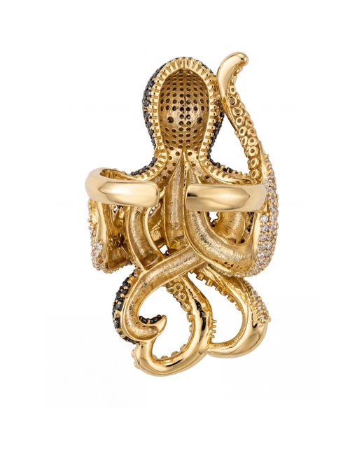 Latelita London Metallic Octopus Cocktail Ring Nordic Adjustable