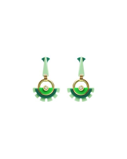 Gissa Bicalho Green Acrylic Handmade Earring Indaiá Pale