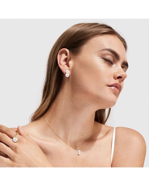Ora Pearls Metallic Duet Pearl Earrings Large