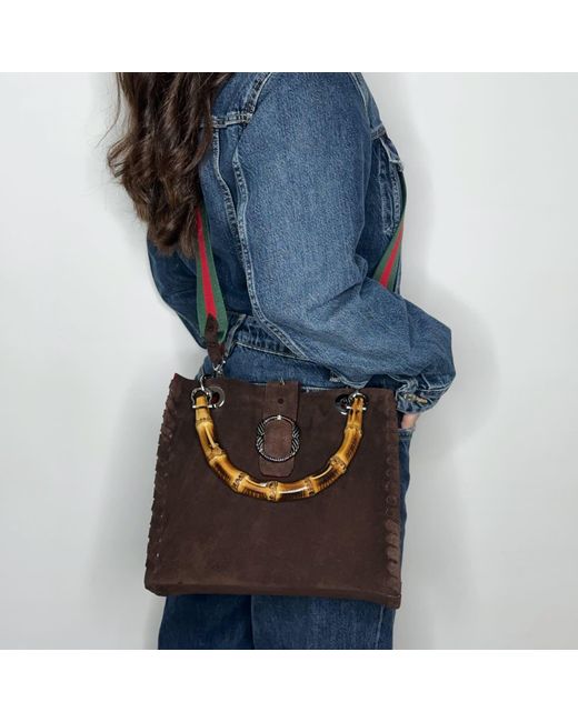 Ruj Heritage Brown Bamboo Bag Suede Cioccolato