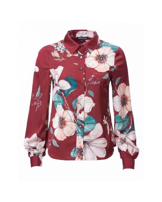 Carloslines Red Button Down Long Sleeve Shirt