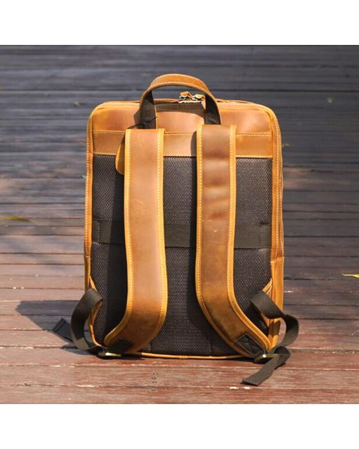 Touri Brown Top Open Leather Backpack for men