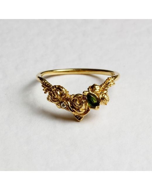 Lee Renee Yellow Rose Chevron Ring Diamond & Tourmaline– Gold