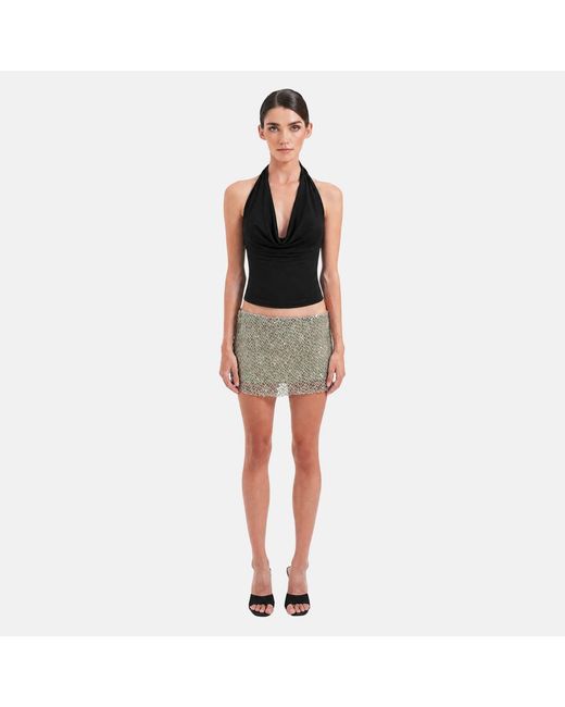 OW Collection Black Merle Draped Top