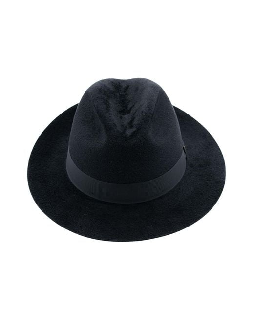 DORIA 1905 Black Smooth Lapin Felt Fedora Hat for men