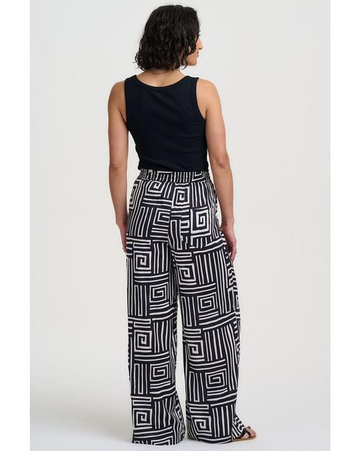 Sugarhill Black Trinny Wide Leg Trousers & Monochrome Maze
