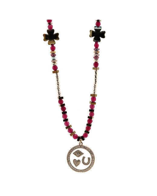 Ebru Jewelry Metallic Magic Blessing Pendant Beaded Necklace