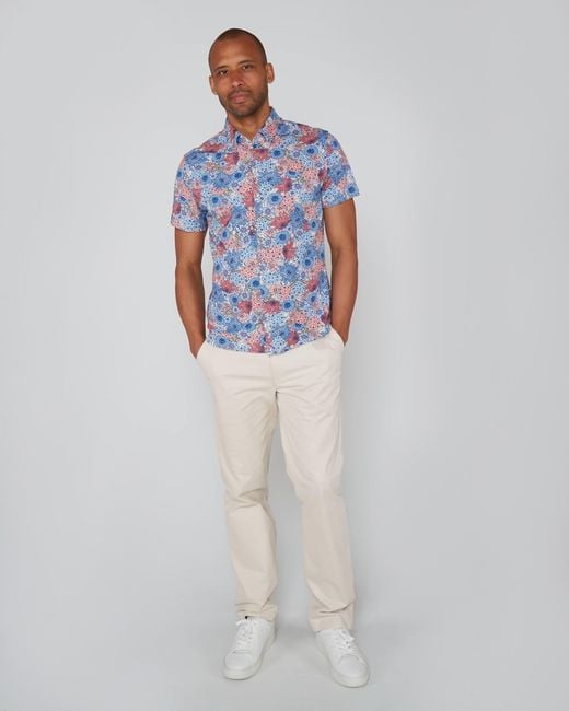Lords of Harlech Blue Todd Garden Party Knit Shirt for men